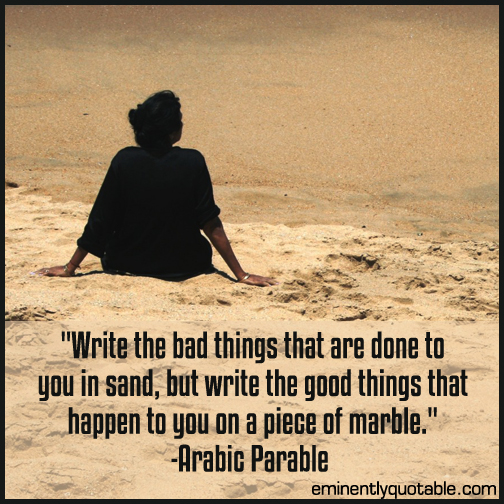 Write the bad things that are done to you in sand
