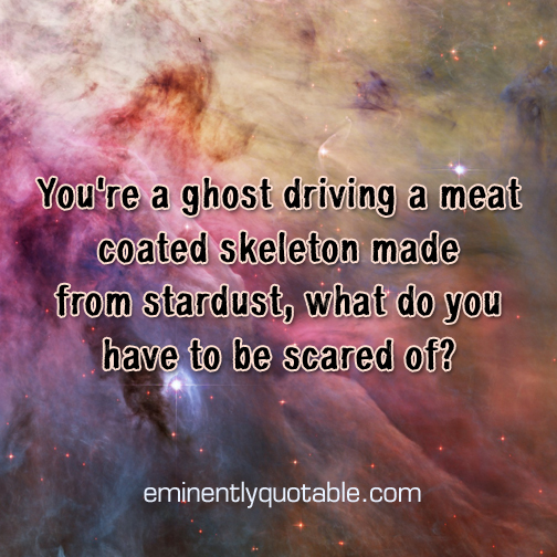 You're a ghost driving a meat coated skeleton made from stardust