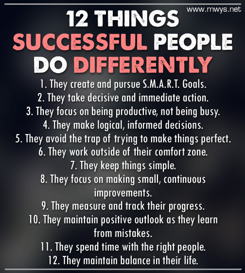 12 THINGS SUCCESSFUL PEOPLE DO DIFFERENTLY