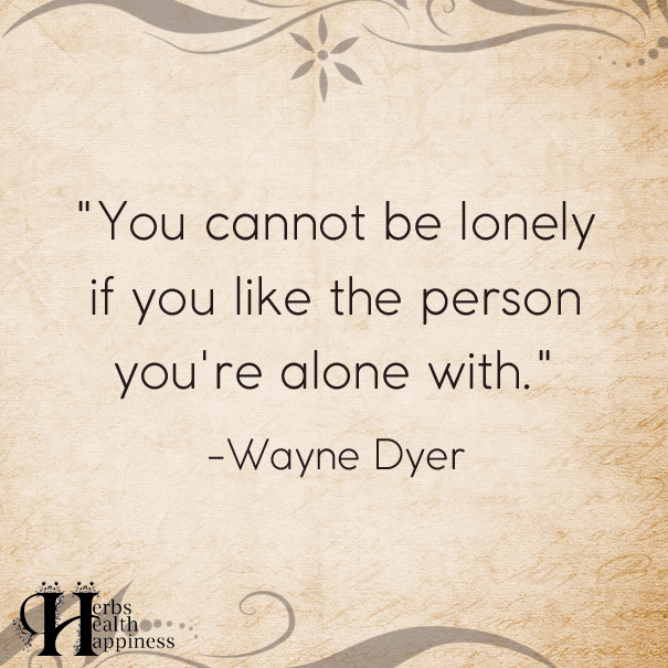 You Cannot Be Lonely If You Like The Person You're Alone With