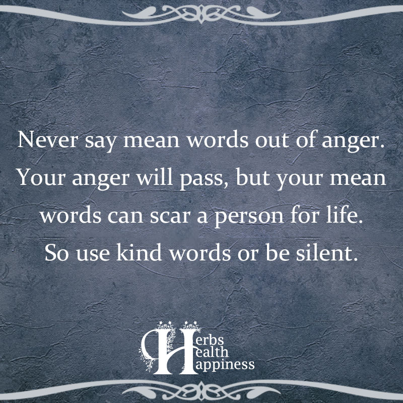 Never Say Mean Words Out Of Anger