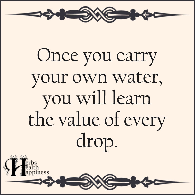 Once You Carry Your Own Water You Will Learn